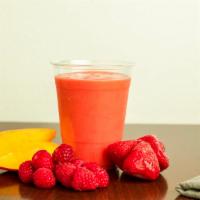 Sun Devil · Mango juice, strawberry juice, mango sorbet, raspberry sorbet, mangoes, strawberries.