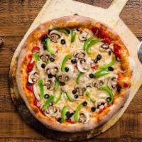 Crazy Little Thing (Vegetarian)(Red Sauce) · White onions, green bell peppers, mushrooms, garlic, black olives, Mozzarella cheese, Romano...