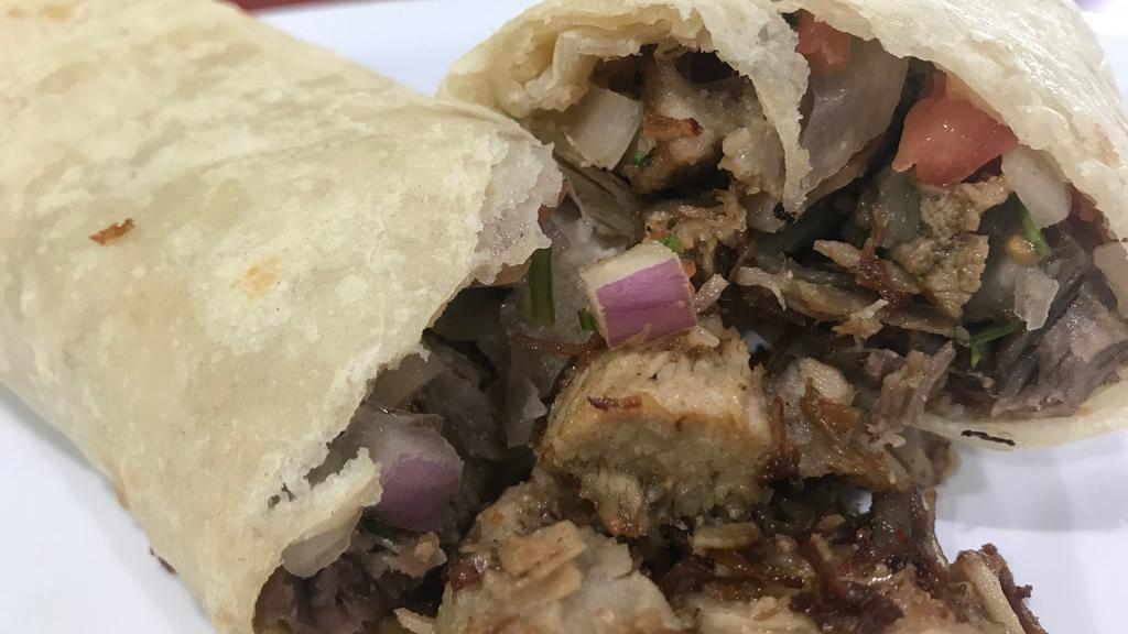 Carnitas Burrito · Pork, and pico de gallo.