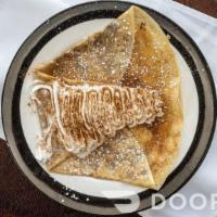 Sugar & Spice Crepe · Butter, sprinkled sugar, & cinnamon topped with powdered sugar.