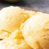 Mango Ice Cream · Indian style ice cream made with fresh mangoes and nuts.