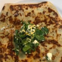 Spinach & Cheese Crepe · This delicious crepe is filled with fresh spinach, a mixed cheese blend and mayonnaise.