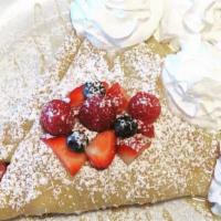Mixed Berry Crepe · This customer favorite is full of blueberries, strawberries and raspberries. Topped with our...