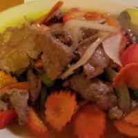 Pepper Steak · Sauteed with carrots, bell peppers, onions and scallions.