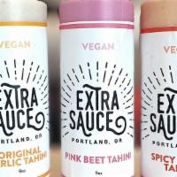 Spicy Extra Sauce · Vegan spicy garlic tahini sauce