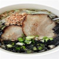 Black Miso (Kuro) Ramen · Miso base soup (contains small amount of lard), Black Garlic Oil, noodle, Chashu Pork x2, Ca...