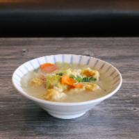 Wor Wonton Soup · Savory broth, house-made pork shrimp wontons with chicken and vegetables.