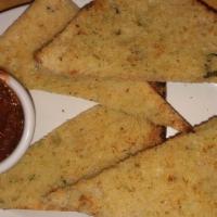 Garlic Bread · home made focaccia toasted with herbed garlic butter served with marinara
