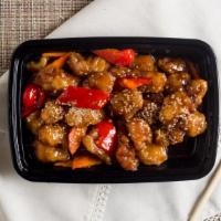 Honey Sesame Chicken · Breaded chicken wok-seared w/ carrots and bell peppers in our honey sesame sauce topped with...