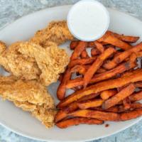 Homemade Chicken Tenders (3) · Served with ranch or bbq sauce.