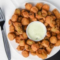 Fried Okra · Served with Ranch Dressing.