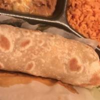 Combo Six · Burritos and enchilada. Include rice, beans, and 16 oz drink.