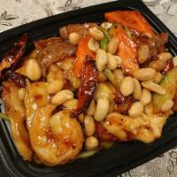 Kung Pao Triple Combo · Spicy. Chicken, beef, and shrimp.