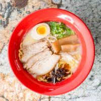 Spicy Tonkotsu Ramen · Spicy. Pork belly or chicken breast, egg, mushroom, bean sprouts, green onions, and shredded...