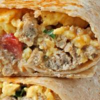 Breakfast Burrito · Your choice of tortilla, choice of bacon, sausage or country ham, filled with scrambled eggs...