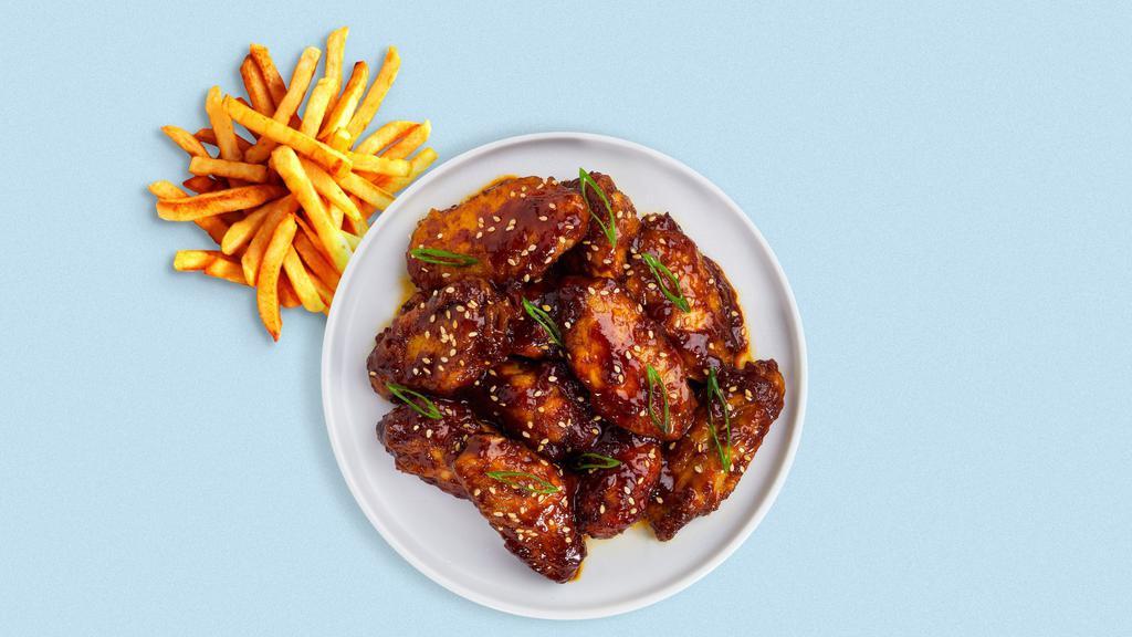 Teriyaki Tease Wings · Fresh chicken wings breaded, fried until golden brown, and tossed in teriyaki sauce. Served with your choice of dipping sauce.