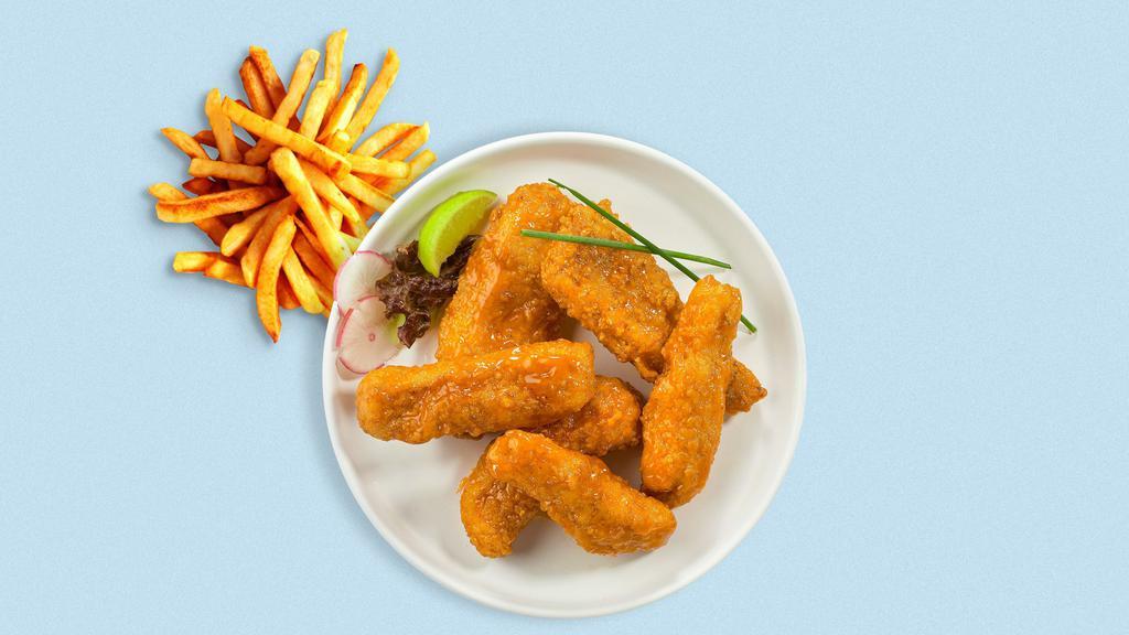 Wild Buffalo Tenders · Chicken tenders breaded and fried until golden brown before being tossed in buffalo sauce. Served with your choice of dipping sauce.