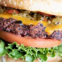 New Mexico True Burger · Vegetarian. Medium spicy. This year's green chile cheeseburger smack down contender: the acr...