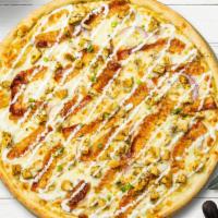 Meaty Ranch Pizza · Ranch base, grilled chicken, and bacon baked on a hand-tossed dough.
