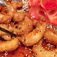Sesame Prawns · Spicy. Fried large shrimps sauteed in a spicy sesame sauce