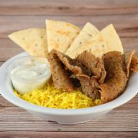 Kids Bowl · Includes choice of rice or fries, and kids portion choice or gyros or chicken shawarma. Serv...