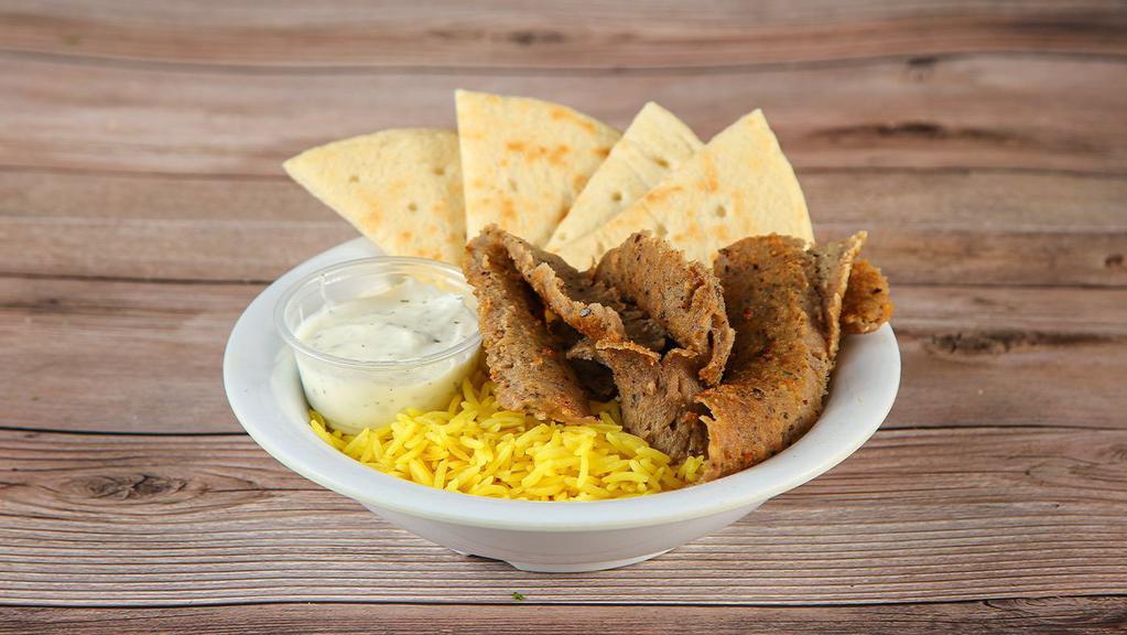 Kids Bowl · Includes choice of rice or fries, and kids portion choice or gyros or chicken shawarma. Served with a sauce and a Kids size pita.