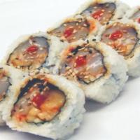 Spicy Albacore Roll · Spicy albacore, avocado, and cucumber rolled up in seaweed and fresh sushi rice.