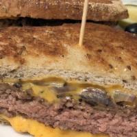 Patty Melt · Served on grilled rye, with grilled onions and American cheese.