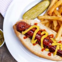 Mans Best Friend · Char-broiled 1/4 pound kosher hot dog served with sauerkraut, mustard, relish & pickle. Choi...