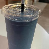 Blue Shake · Blue Spirulina, Strawberry, Banana, Vegan Vanilla Protein, Coconut Milk.