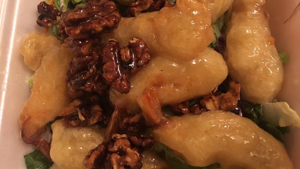 Prawns With Honey Walnut · Crispy fried prawns marinated with coconut and honey sauce
