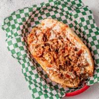 Buffalo Chicken · Specialty. Grilled onions, franks redhot, provolone, ranch or bleu.