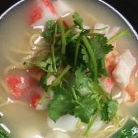 Seafood Noodle Soup · Prawn, Scallop, Crabmeat, Fish Ball.