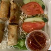Vietnamese Egg Rolls (2) · Pork vegetables and vermicelli noodles wrapped in rice paper then fried. Served with chili-l...