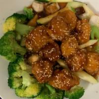 Sesame Scallops · Hot and spicy. Crisp fried scallops covered with sweet spicy sauce.