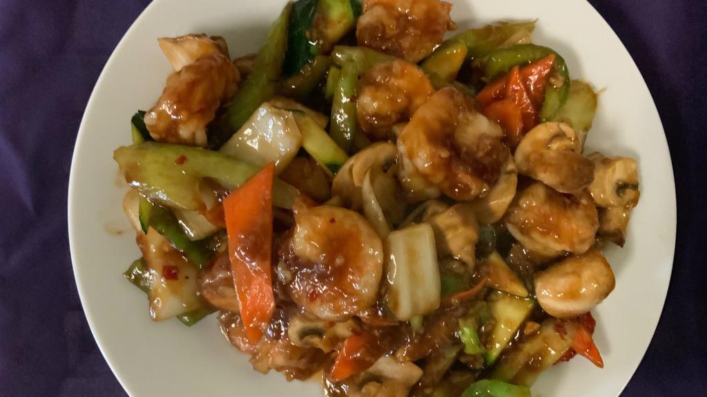 Hunan Shrimp · Hot and spicy.