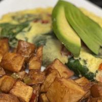 Protein Omelette · Chicken, turkey, spinach, onions, and cheddar cheese.