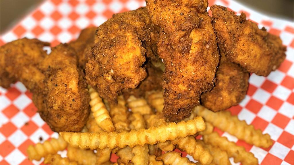 Family Tender Meal · 10 or 20 Hand-battered jumbo tenders, 2 orders of our signature crispy crinkle fries, and a Quart of our house-made tender sauce.
