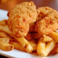 Chicken Strips · Tender all natural breaded chicken strips, served with choice of side