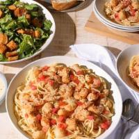 New!  Family Bundle Scampi Pasta Shrimp & Scallops · Tender Bay Scallops, hand-harvested off the Baja coast, tossed with roasted shrimp in a garl...
