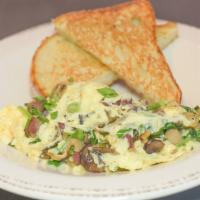 The Forager Scramble · Vegetarian. Fresh seasonal mushrooms/potato medley, scrambled eggs, spinach, and scallions. ...
