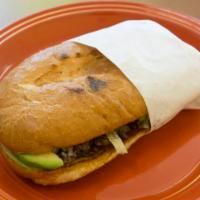 Torta · A Mexican sandwich telera bread. With mayonnaise, lettuce, tomato, guacamole, and your choic...