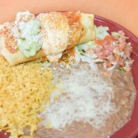 Chimichanga · Deep fried burrito with your choice of meat and served with guacamole, sour cream, and smoth...