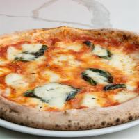 Margherita · tomato sauce, mozzarella, parmigiano, basil