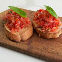 Bruschetta Pomodoro · tomato, garlic, basil, oregano. VEG.