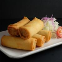 -Spring Rolls · A mixture of vegetables wrapped and lightly fried. Served with plum sauce.