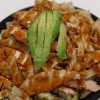 New!!! Chicken Avocado Citrus Salad · Chicken breast served on bed of lettuce, shredded carrots, cucumber slices, topped with cris...