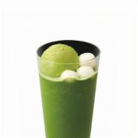 Matcha Frappe W/ Mochi · Matcha powder blended with ice and sweet milk, topped with a scoop of creamy matcha ice crea...