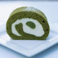 Matcha Roll Cake · Matcha sponge cake, filled with whipped cream and concentrated matcha cream. Contains: glute...