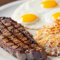 Steak And Eggs · Sirloin steak, two eggs, and fried potatoes. Served with a side of beans, and pork green chi...